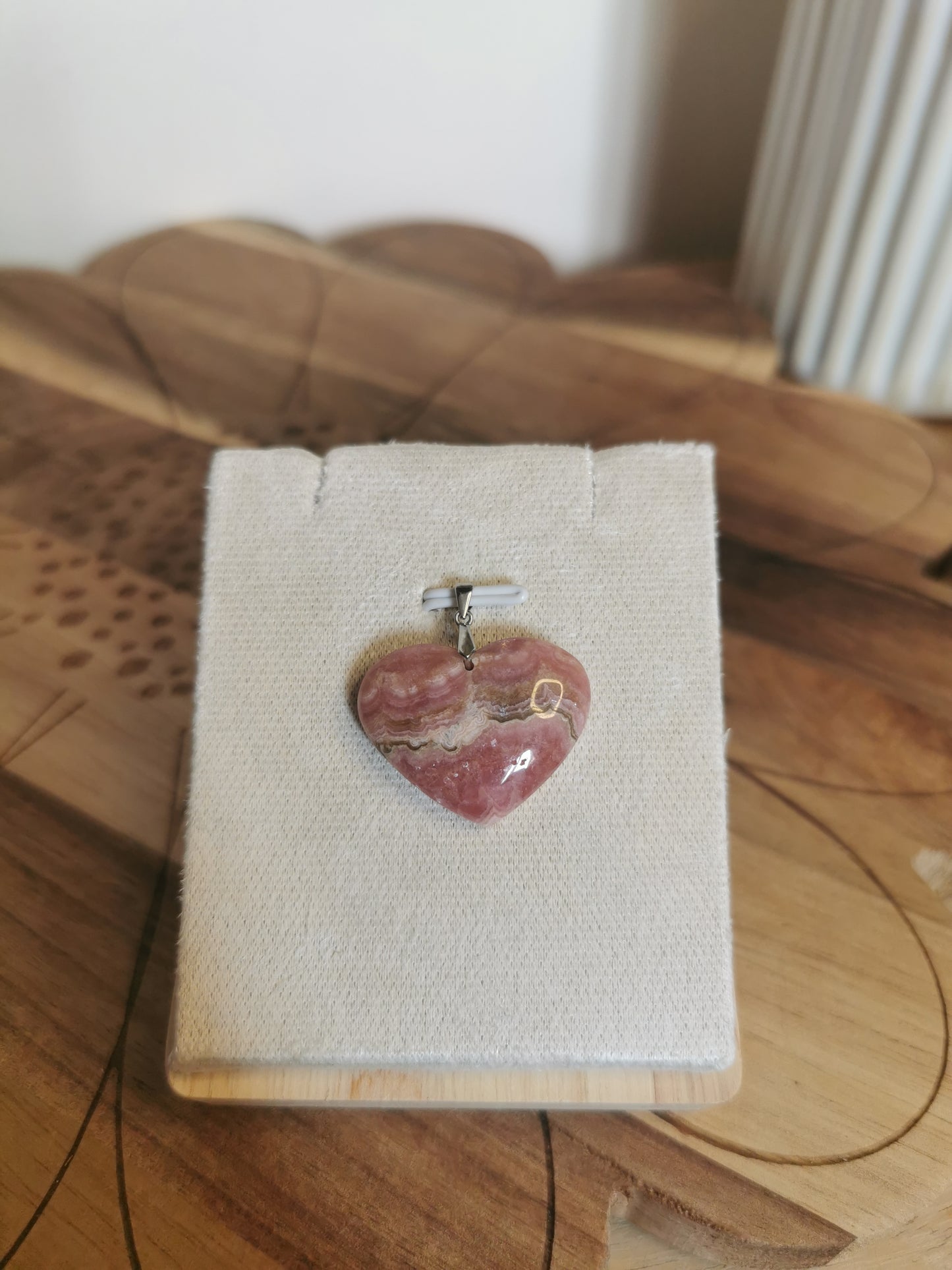 Rhodochrosite Heart Pendant – 925 Silver