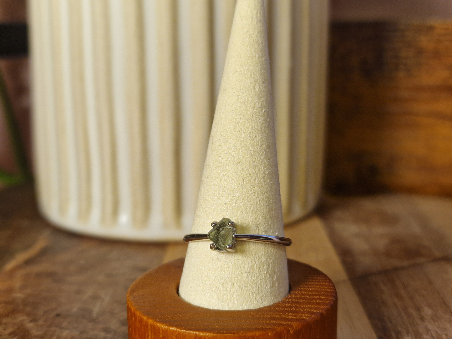 Moldavite 925s Adjustable Ring