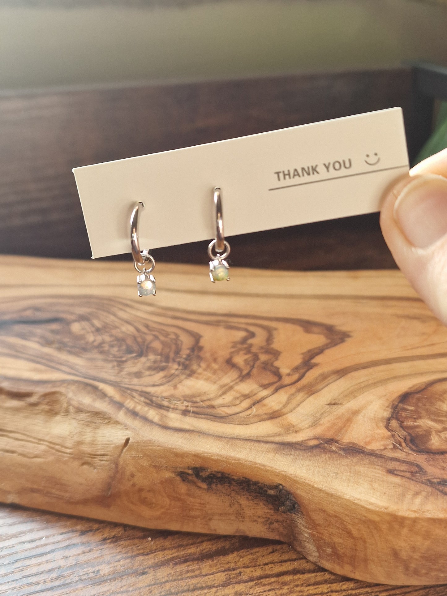 Opal Hoop Earrings ~ 925 Silver