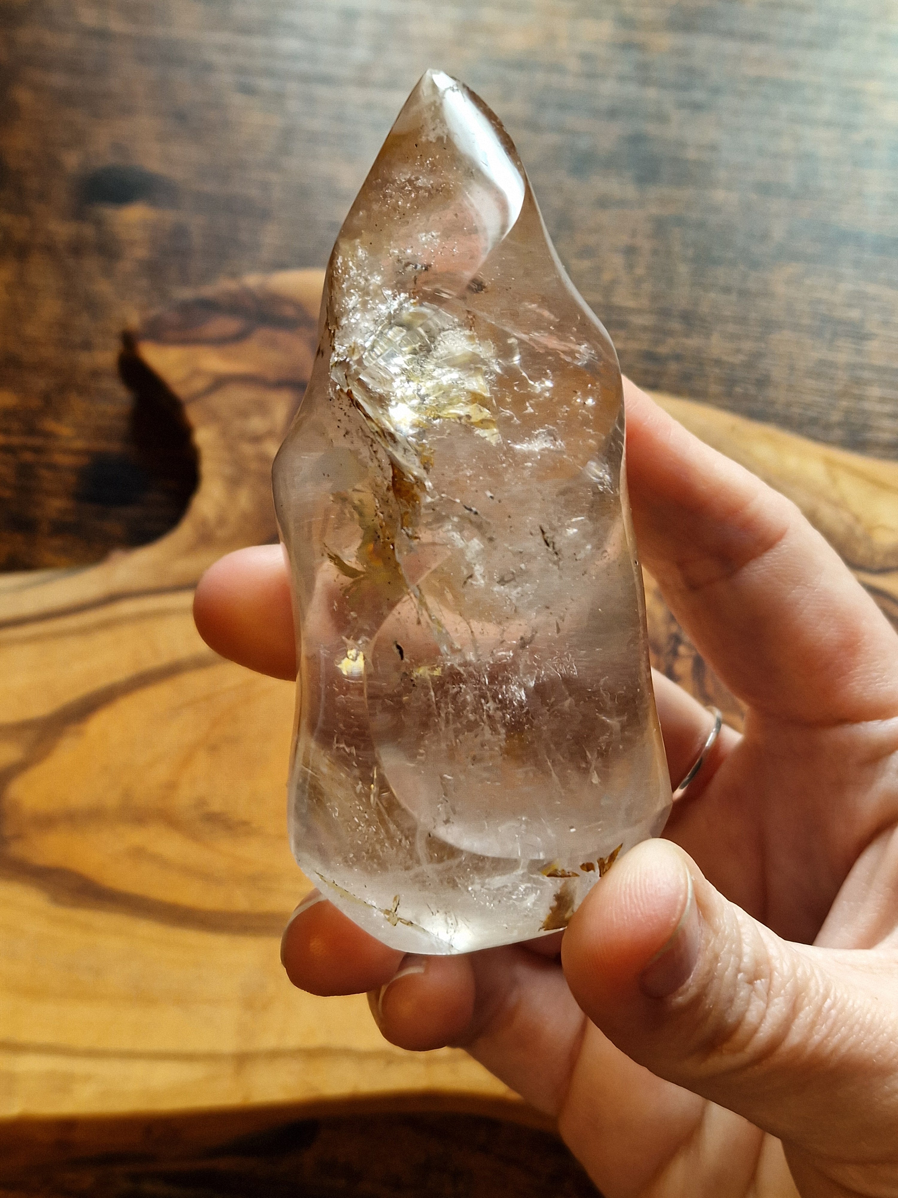Clear Quartz Flame with Fire Quartz Inclusions