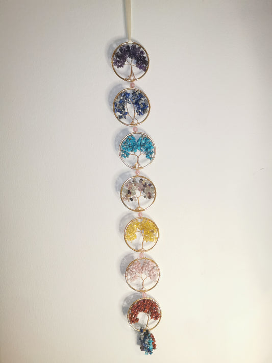 Seven Trees Wall Hanging — Chakra-Inspired Crystal Harmony
