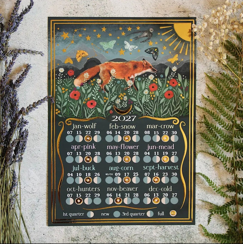 2027 Moon Calendar A4 Print