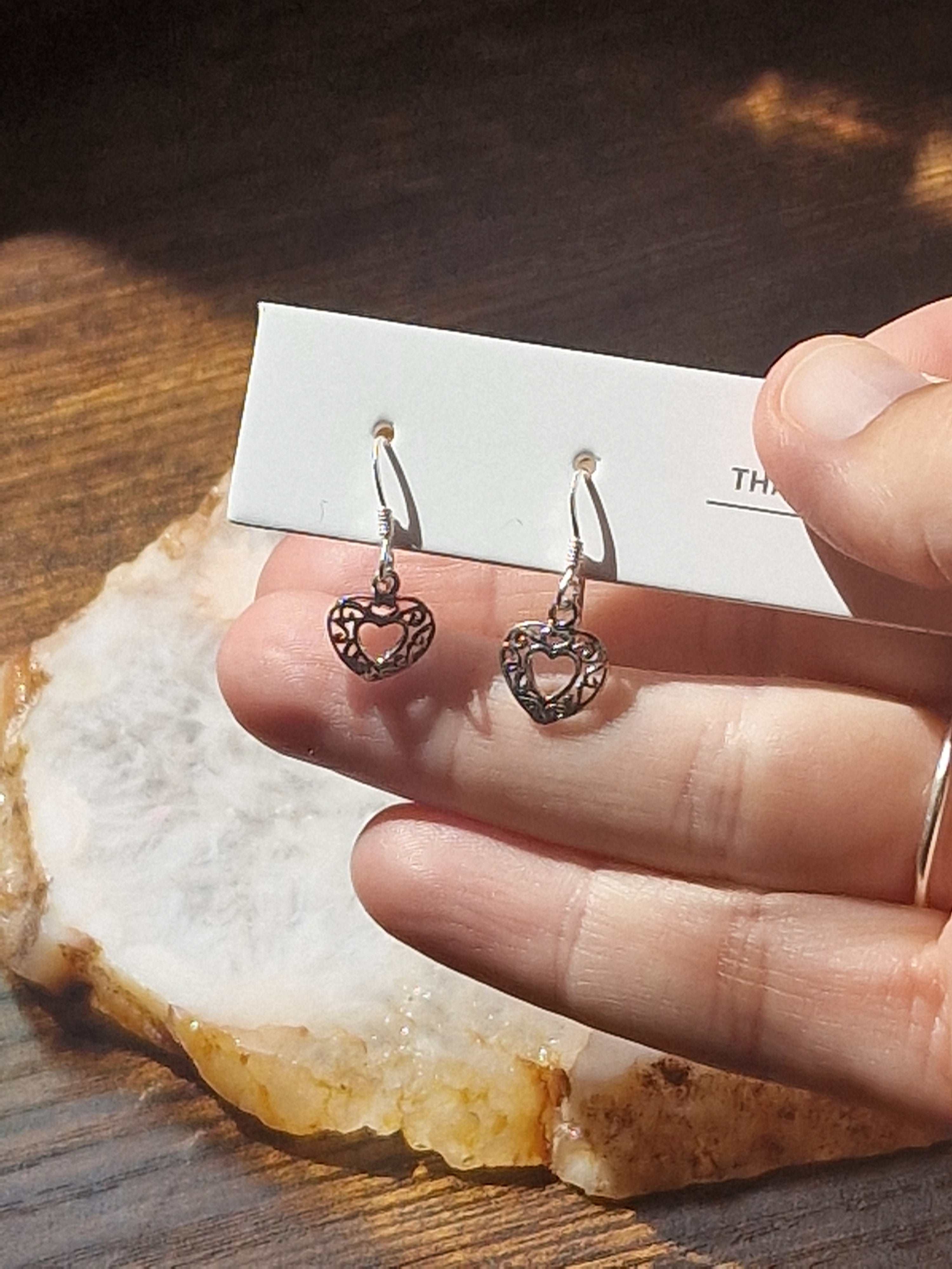 925 Silver Filigree Heart Earrings