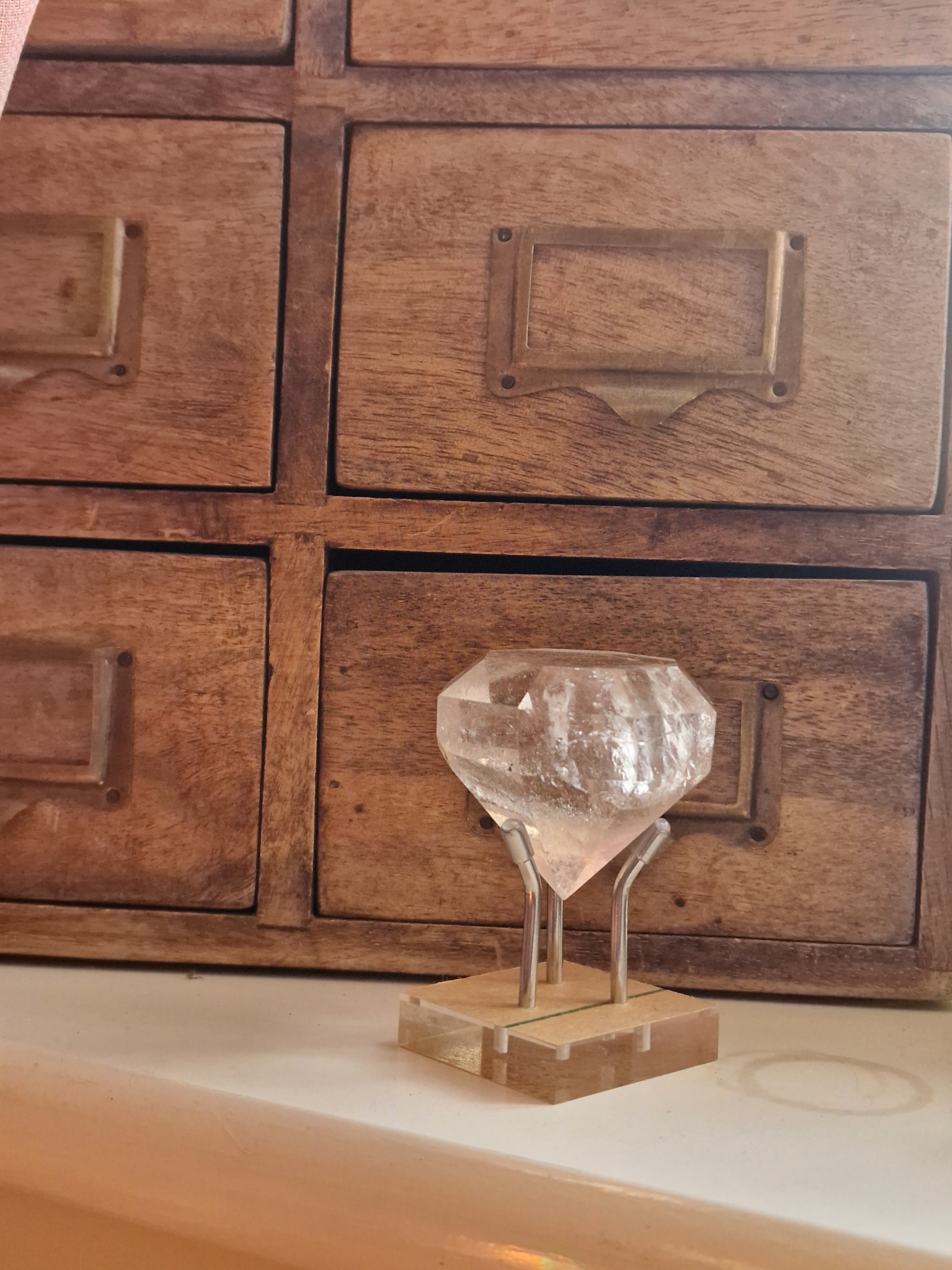 Clear Quartz Diamond on Stand