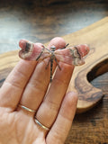 Rhodochrosite Dragonfly on Silver-Toned Metal
