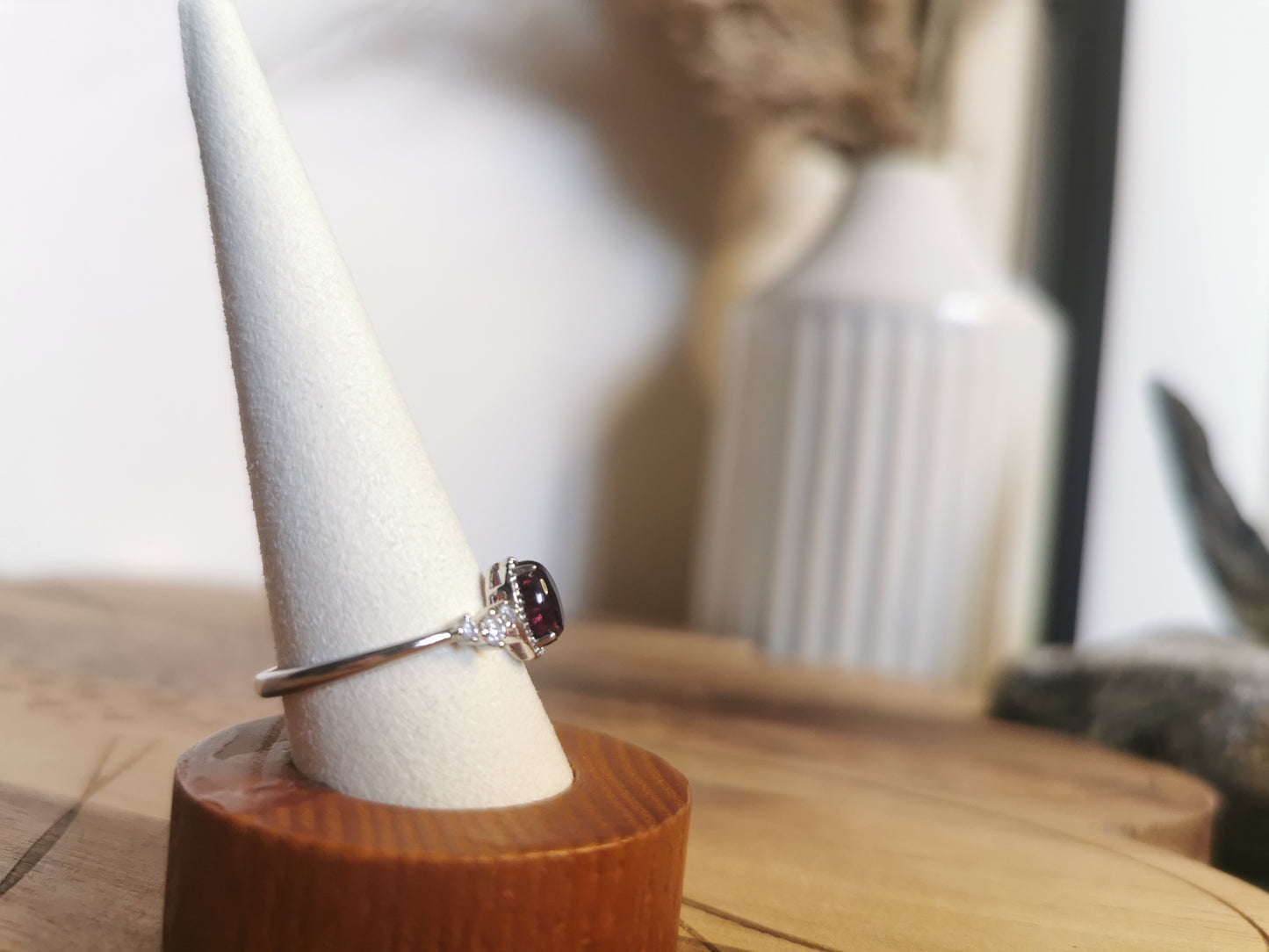 Garnet Glow Ring — 925 Adjustable Silver