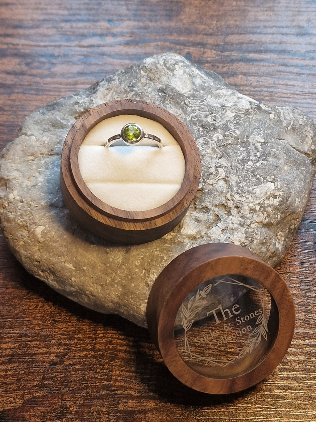 Lexi Round Peridot Facet Ring Size P