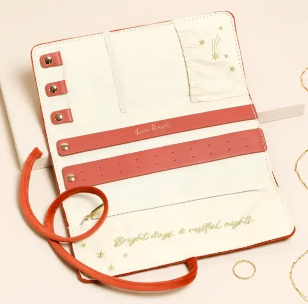 Embroidered Velvet Jewellery Roll