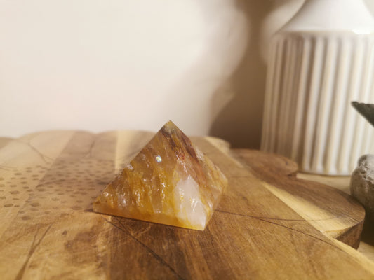 Golden Healer with fire quartz inclusions Pyramid