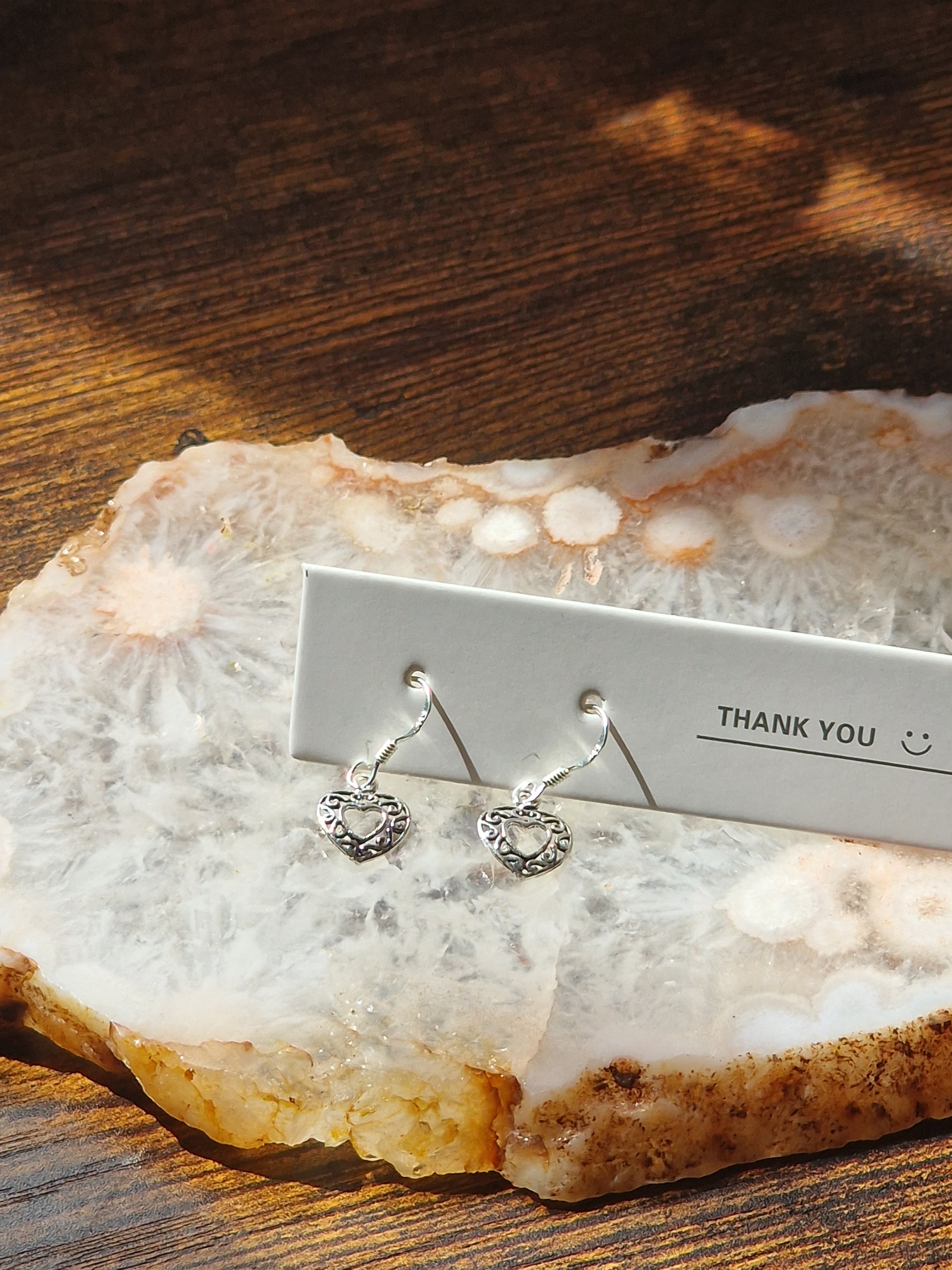 925 Silver Filigree Heart Earrings
