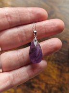 Faceted Teardrop, 925 Silver Pendants with Chain