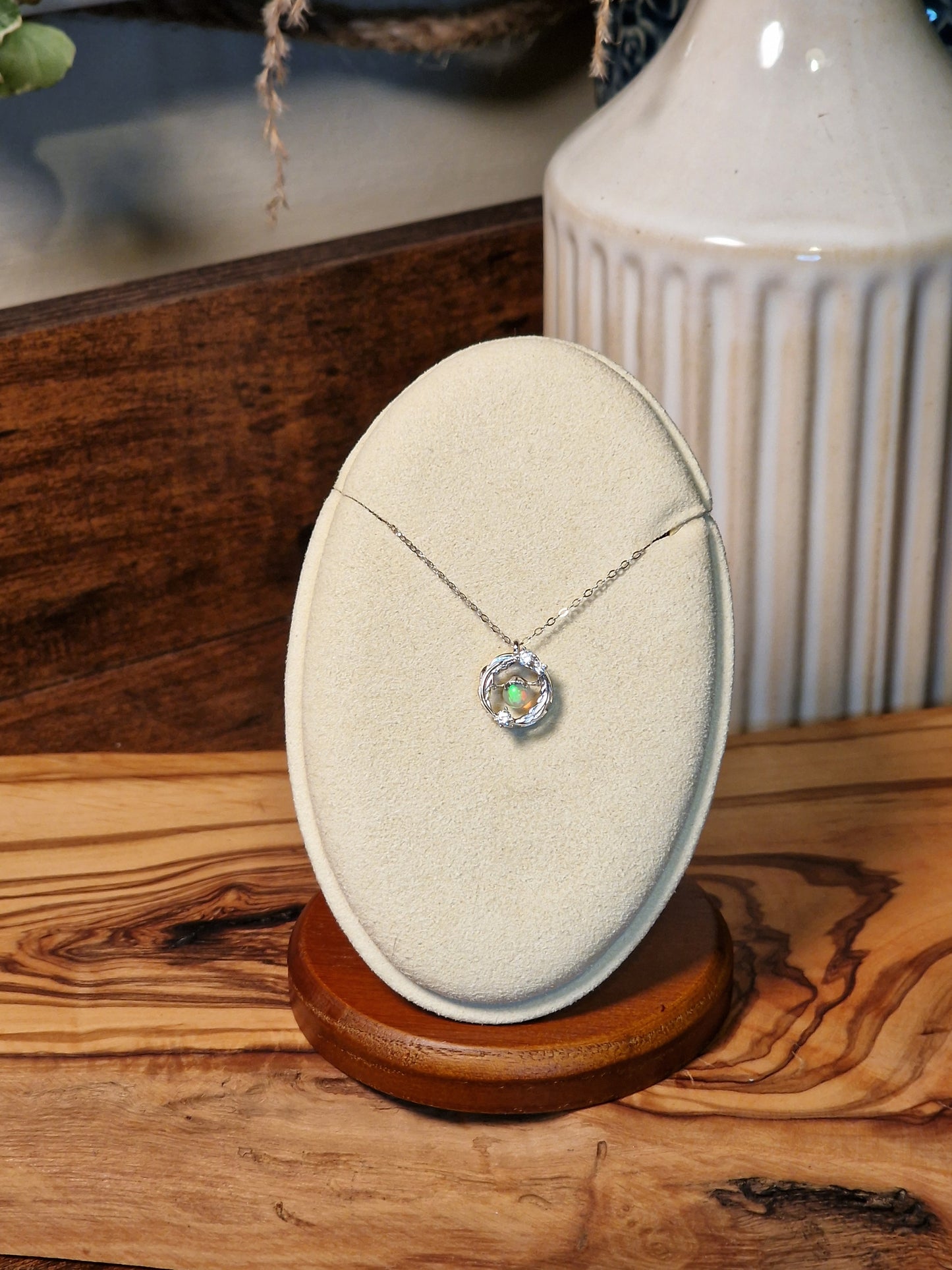 Opal spinning 925silver pendant