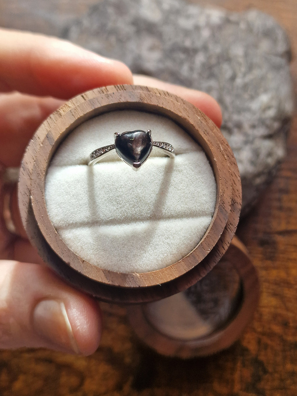 Hypersthene Heart Ring