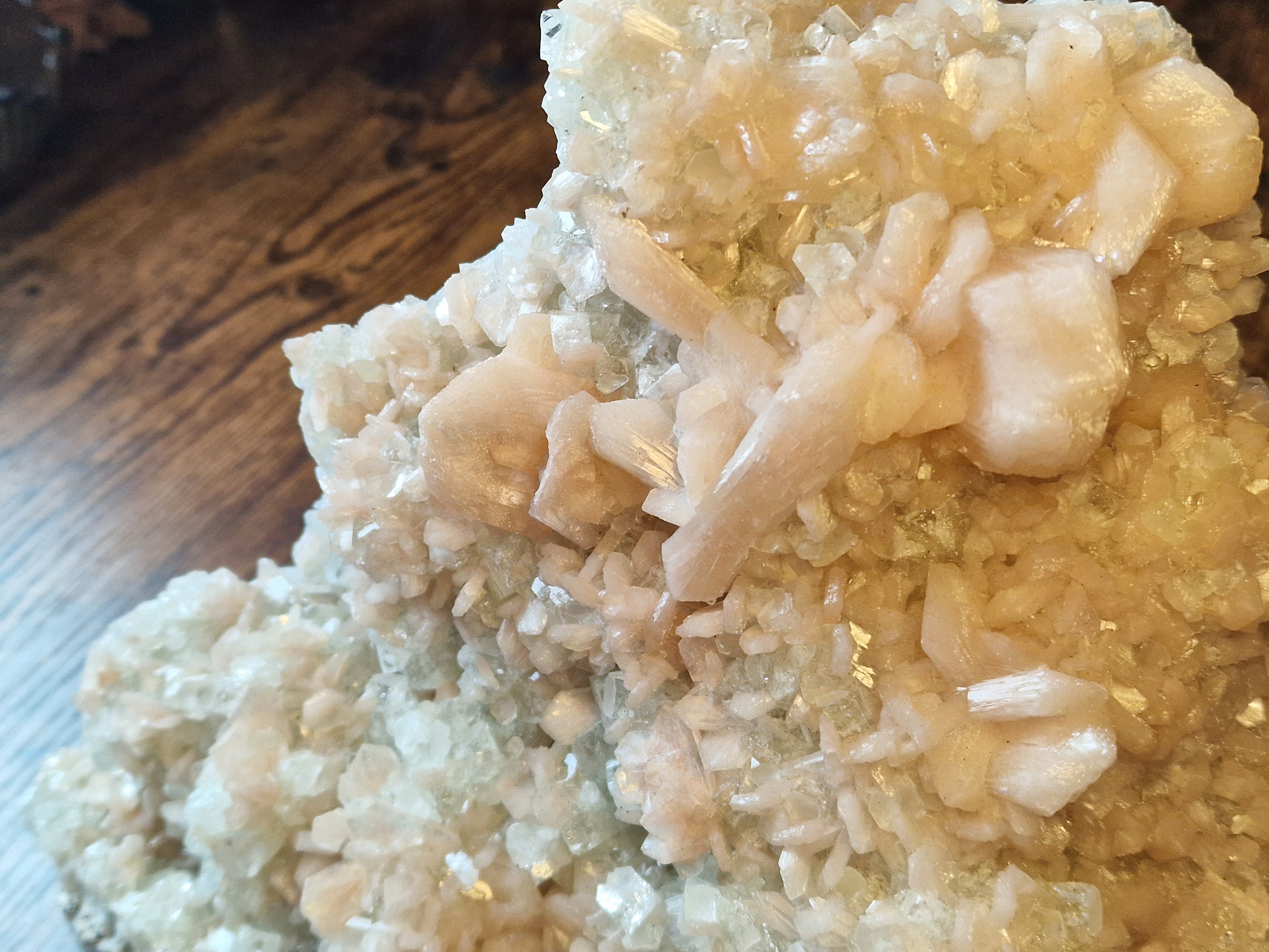 Peach Stilbite & Apophyllite Statement Mineral Specimen