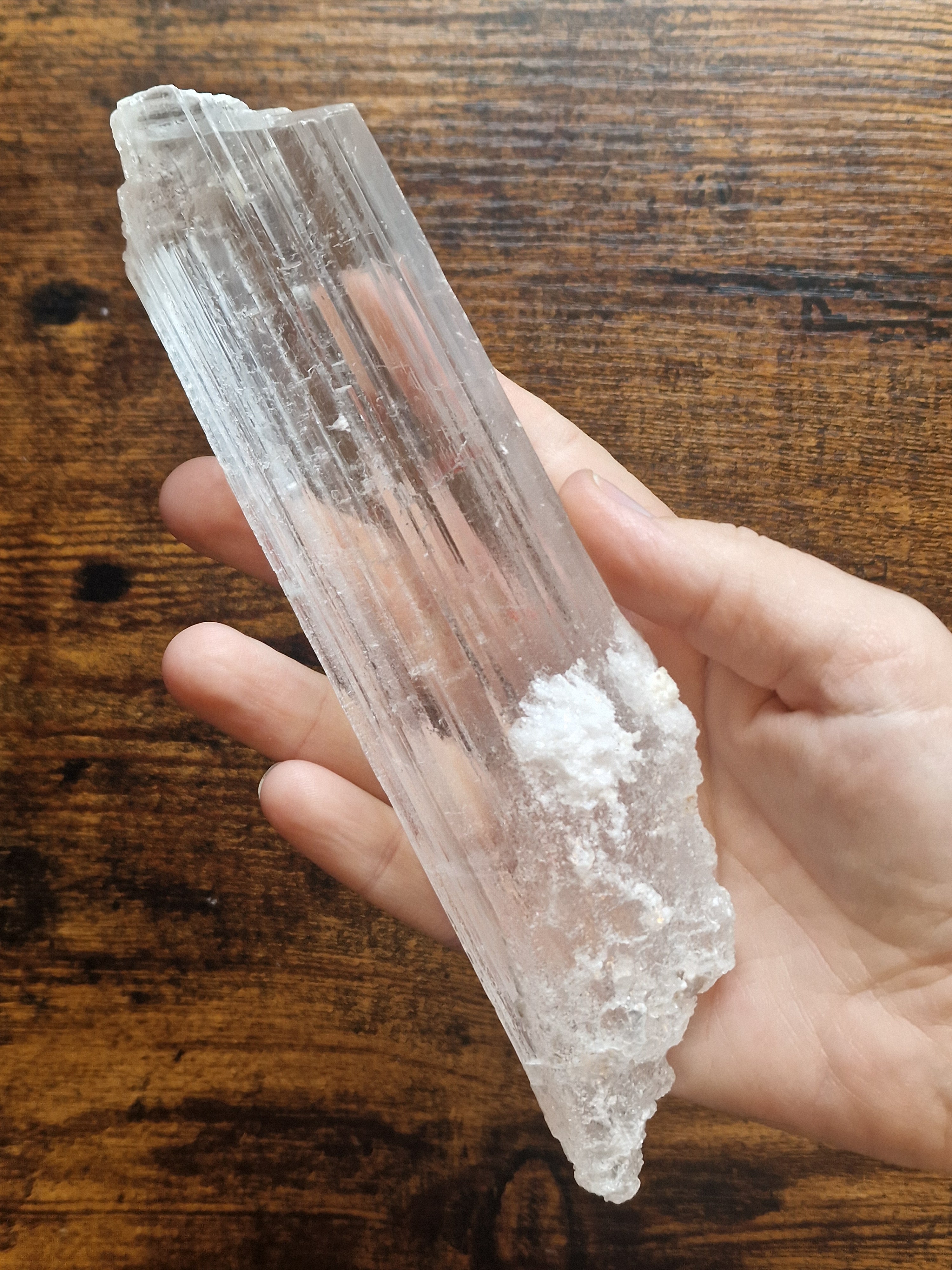 Large Natural Selenite Specimen on Stand