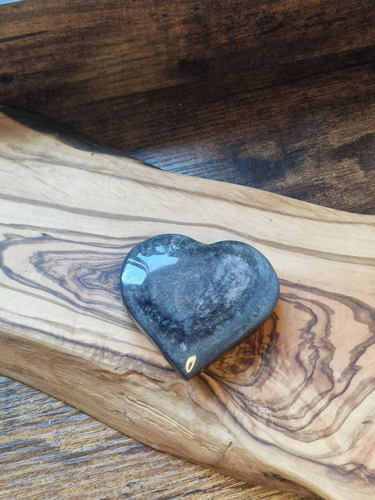 Silver Sheen Obsidian Heart