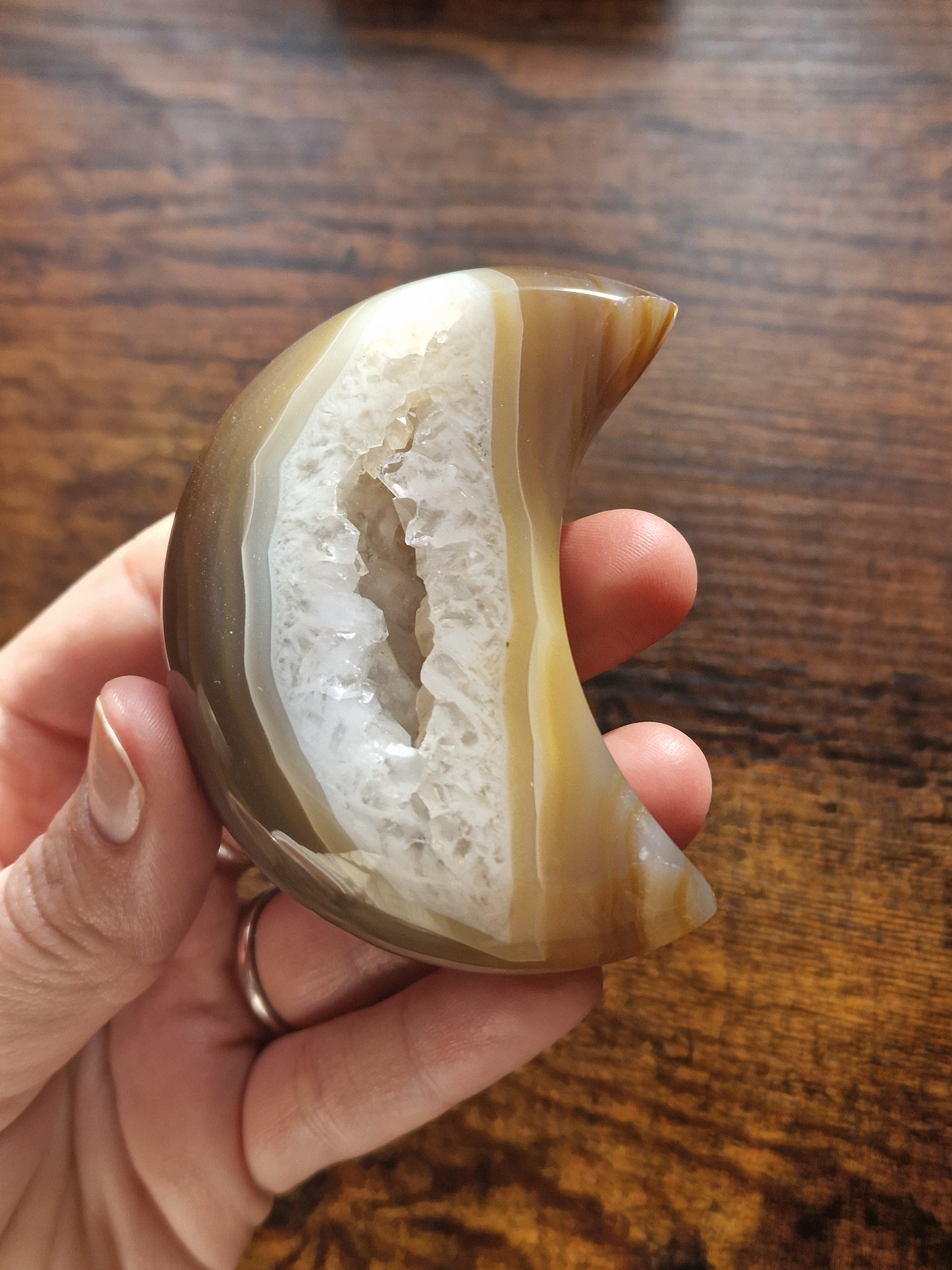 Banded Druzy Agate Moon