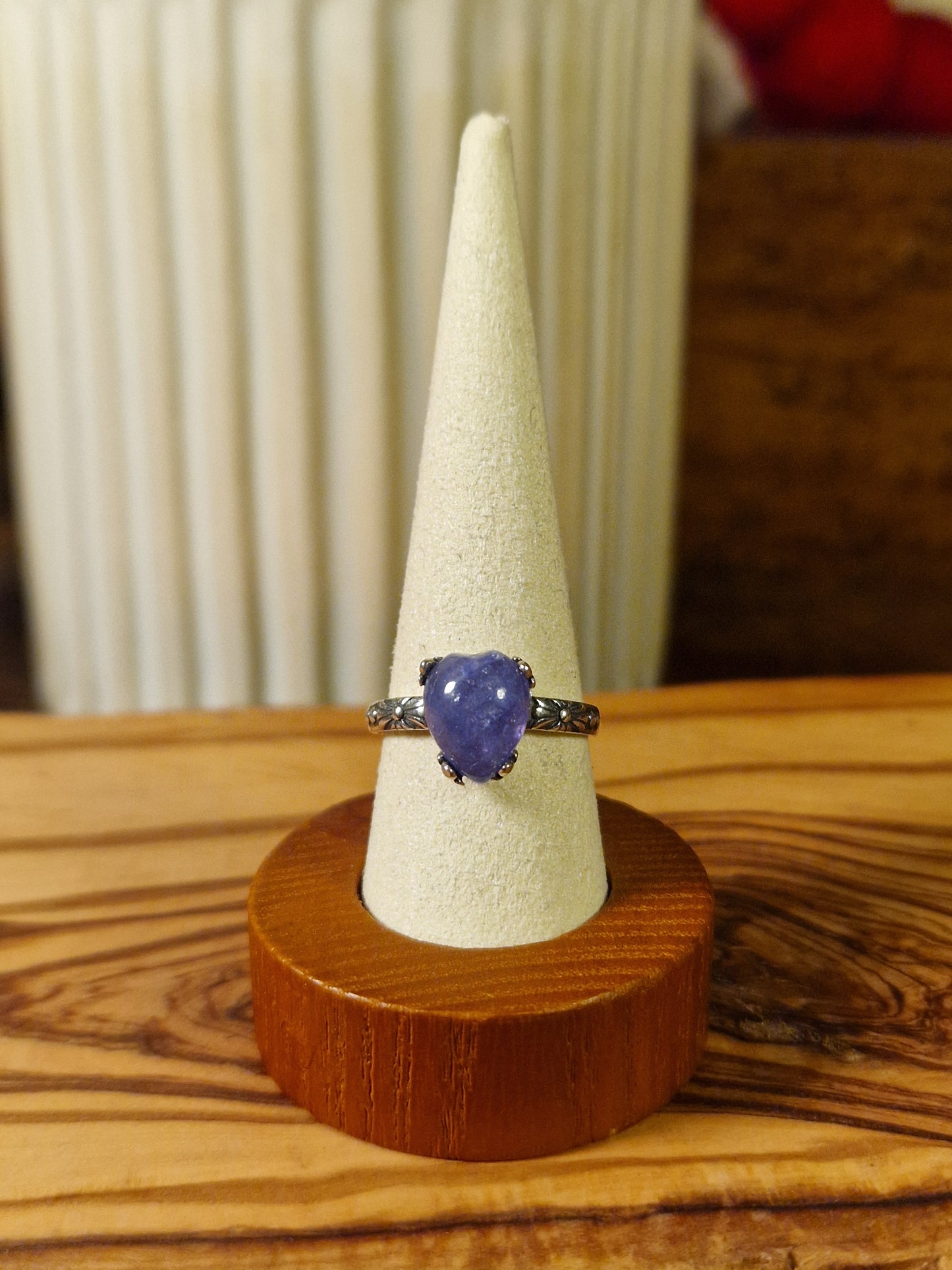 Tanzanite Heart 925 Silver adjustable ring