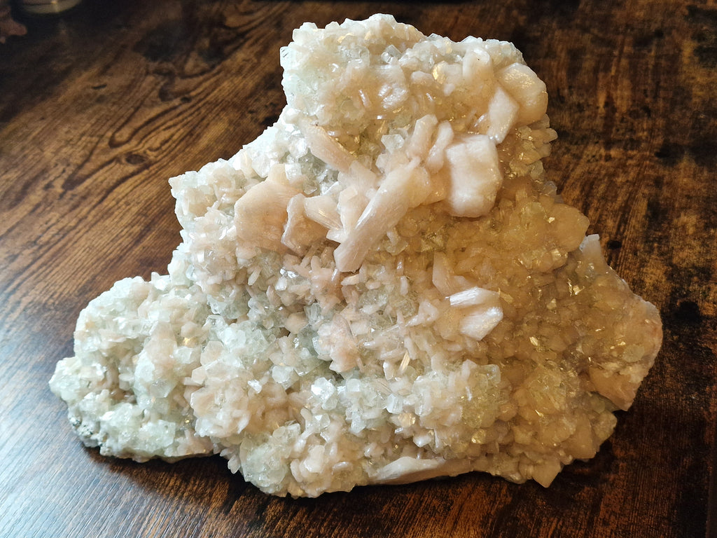Peach Stilbite & Apophyllite Statement Mineral Specimen