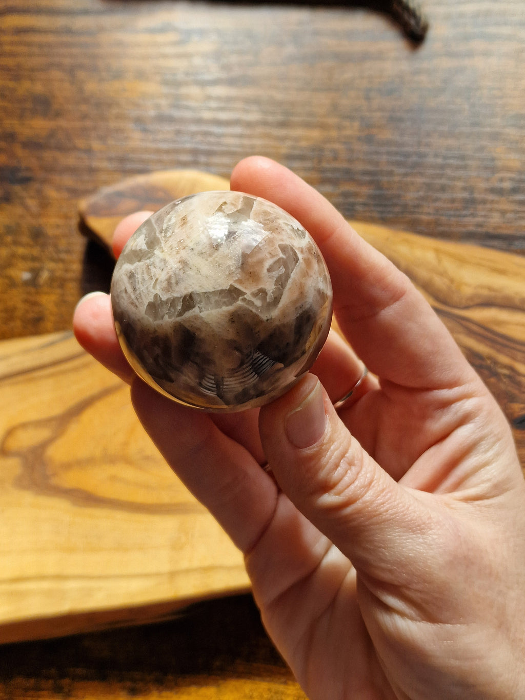 Peach Moonstone with Sunstone Sphere