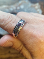 Amethyst Faceted Spinning Band Ring - Size S