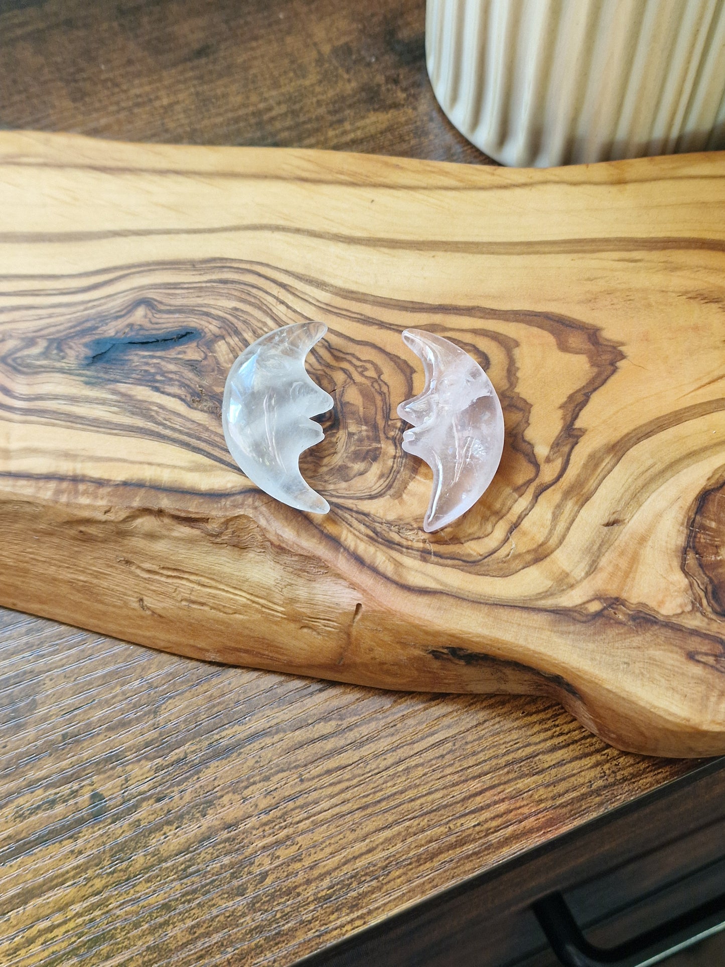Rose Quartz & Clear Quartz Moons