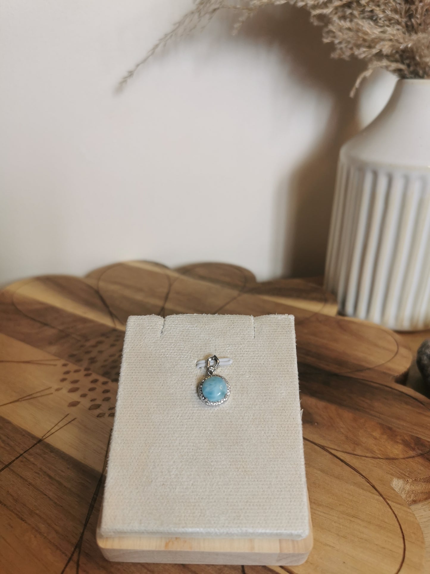 Larimar Round Pendant – 925 Silver