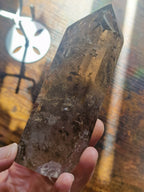 Smoky Garden Quartz Point on Stand