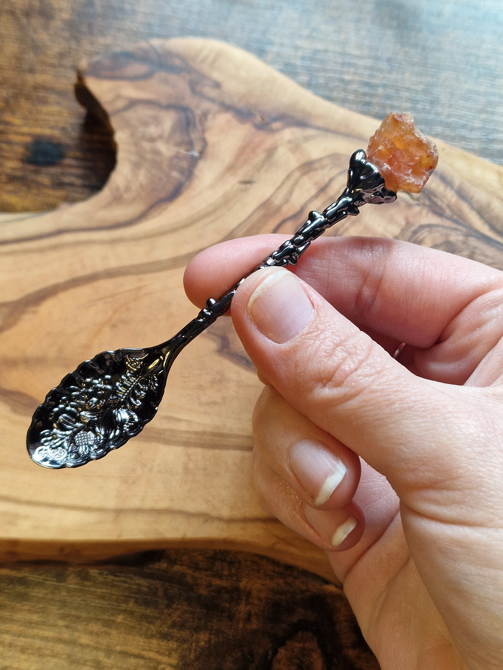 Crystal Altar Spoons ~ Dark Silver