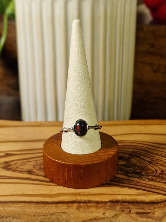 Black Opal 925 Silver Ring Adjustable