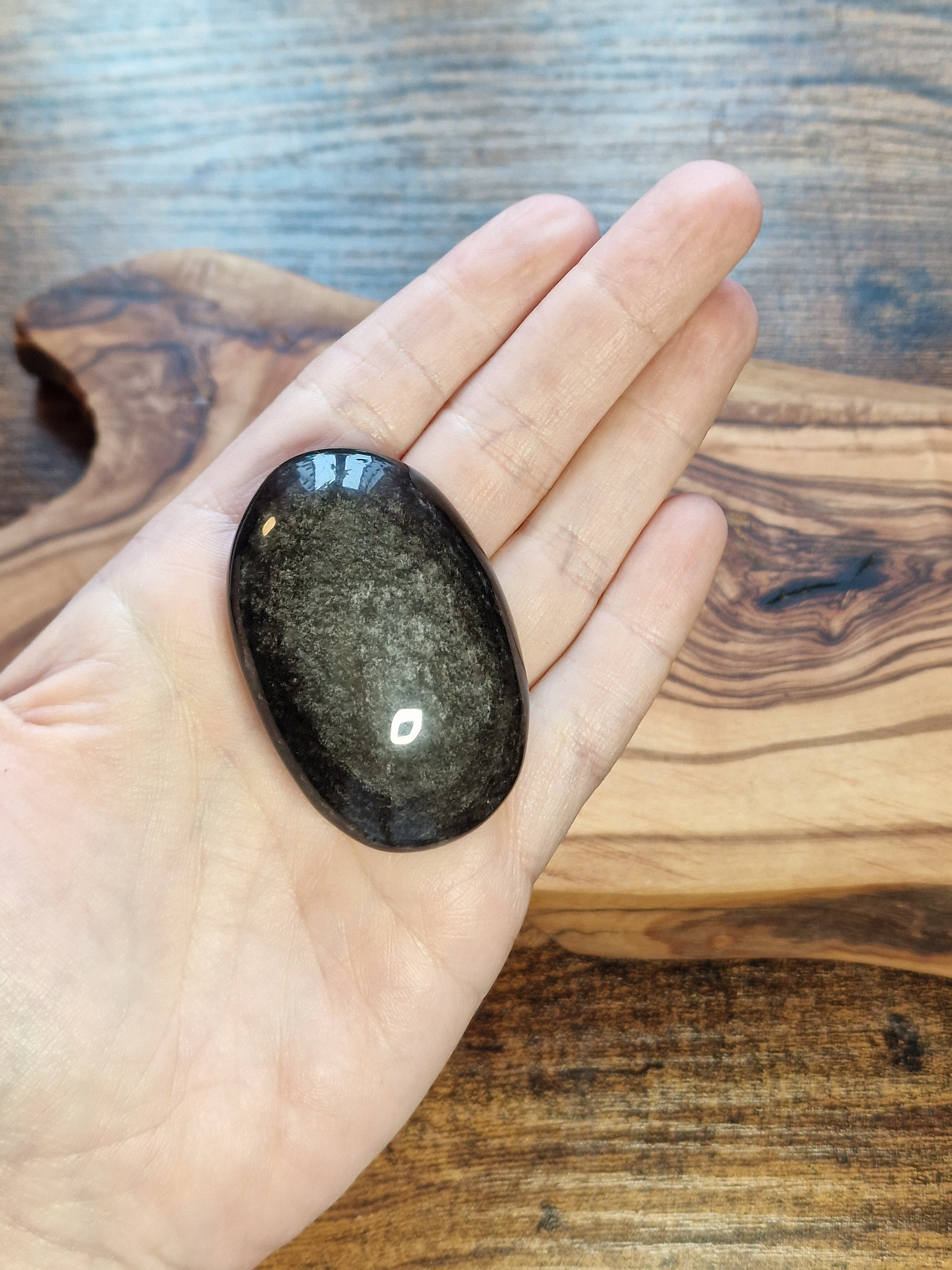 Silver Sheen Obsidian palm stones