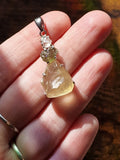 Herkimer Quartz, Moldavite & Libyan Desert Glass Sterling Silver Necklace
