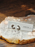 925 Silver Crescent Moon Stud Earrings