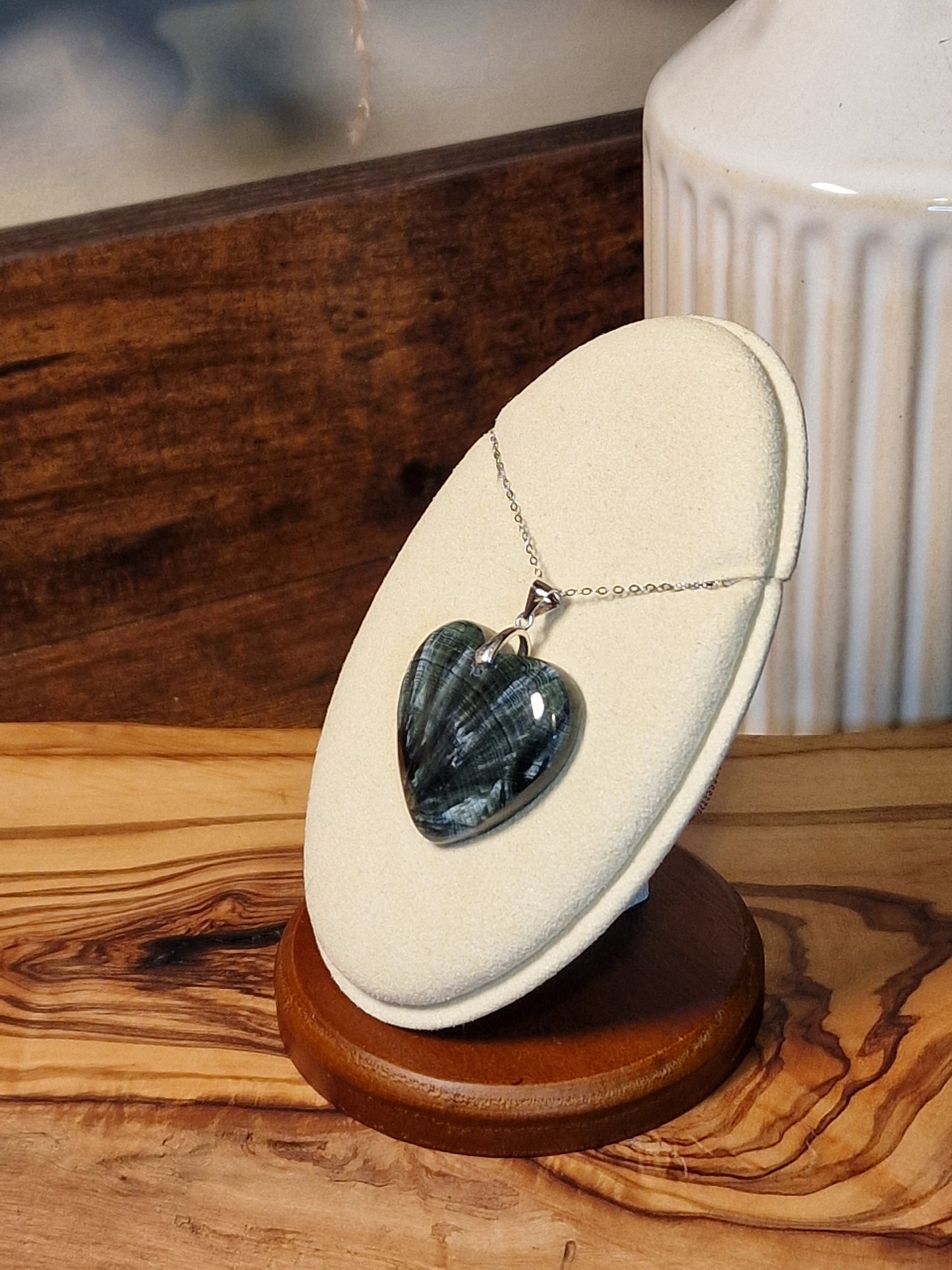 Seraphinite heart 925silver pendant