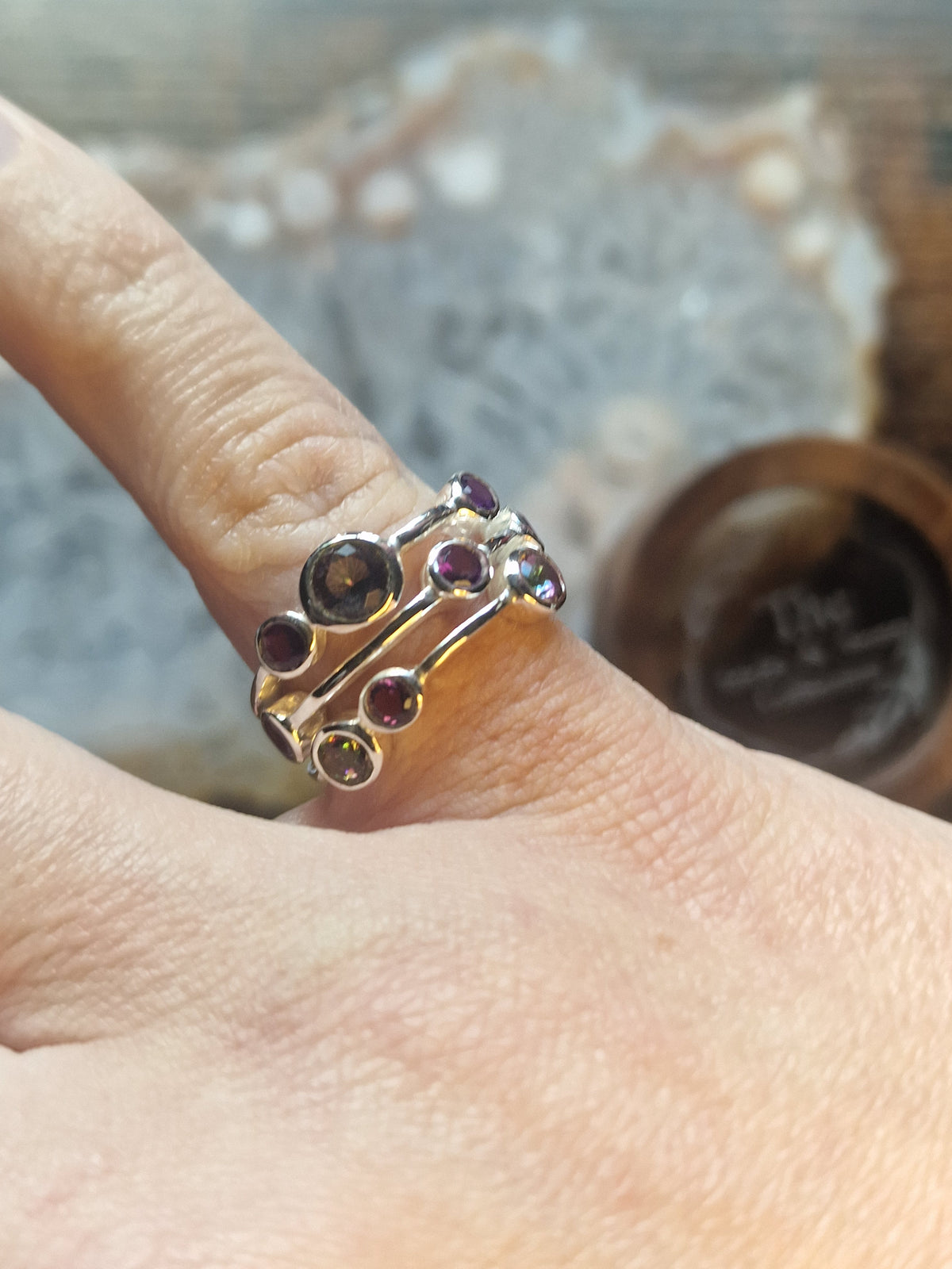Nine Stone Amethyst & Mystic Topaz Statement Ring